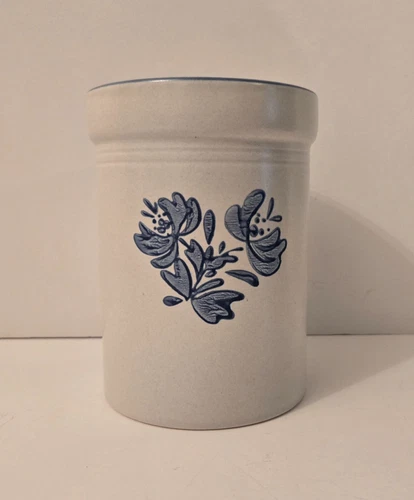 Vintage Pfaltzgraff Yorktowne Blue Utensil Holder Jar Tall 6.5" Tall USA 