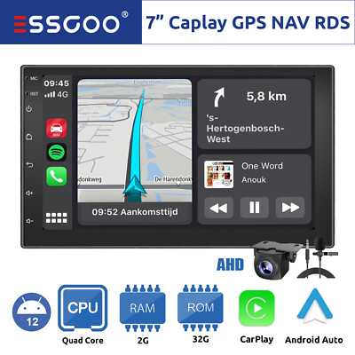 7'' Android 13 Auto Carplay Car Stereo MP5 Bluetooth GPS 2+32G 2 DIN + Camera MIC