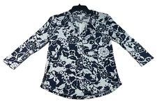 Charter Club Blouse Womens size Small Petite PS Blue White Floral Career New