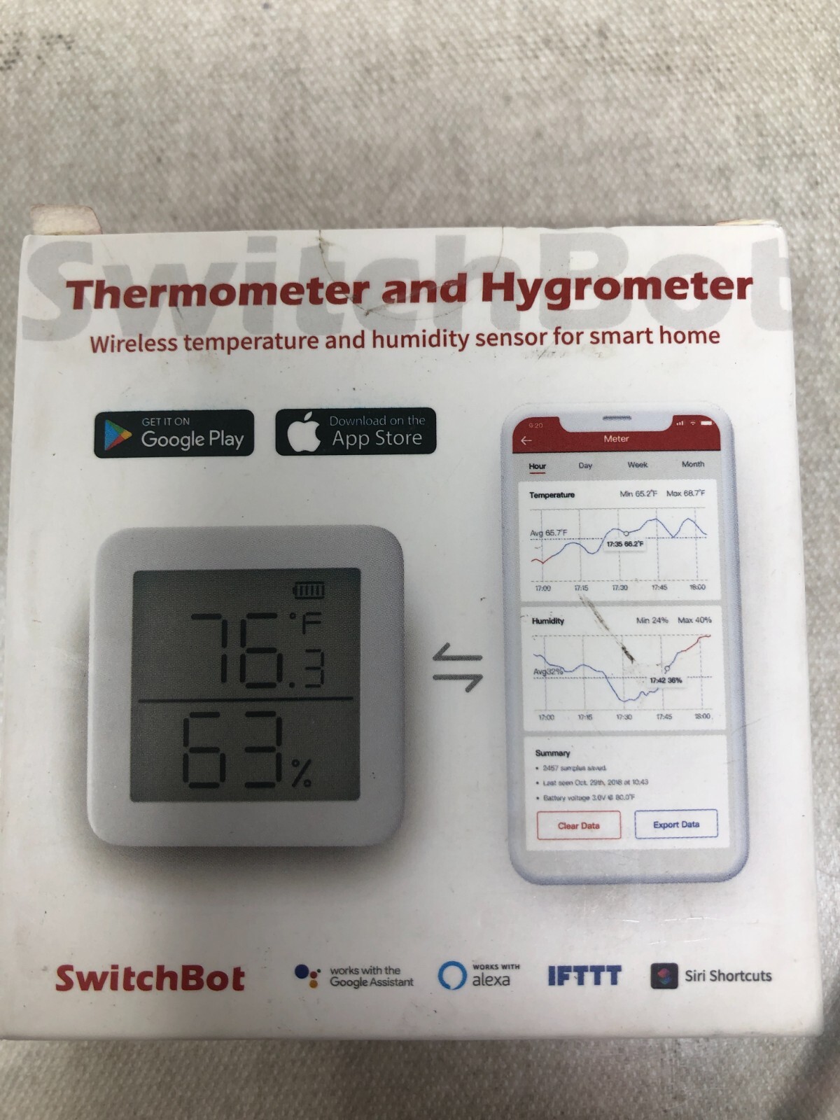 SwitchBot Thermometer Hygrometer Alexa iPhone Android Wireless