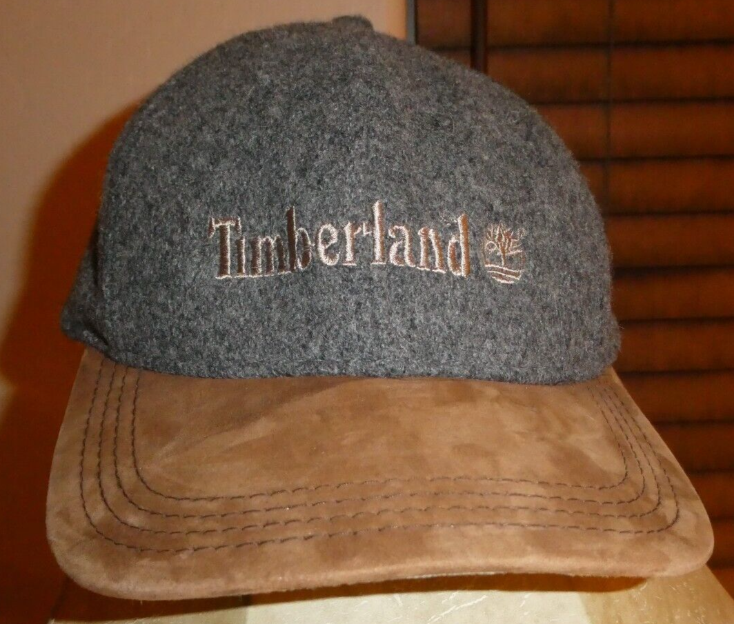 Vintage Timberland Wool Hat Embroidered Logo Leather Brim cap mens