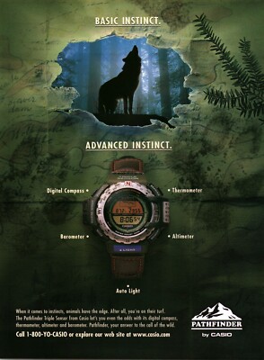 1998  PRINT AD - CASIO PATHFINDER WATCH AD - BASIC INSTINCT / ADVANCED INSTINCT