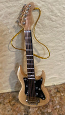 String Instrument Light Brown Wooden Guitar Tree Ornament 4 inches