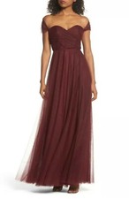 Jenny Yoo "Julia" Convertible Soft Tulle Bridemaids Gown, Size 10, Cabernet