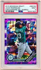 2019 Bowman Draft Julio Rodriguez Sapphire Purple Rc #BDC-60 (10/10) PSA 9 POP 2