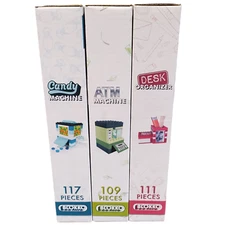 Lot of 3 BLOKKO Candy and ATM Machines Plus Desk Organizer Mini Building Bricks