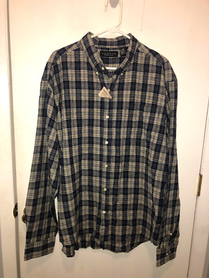 NWT Cactus Man Black Label Plaid Shirt Mens XXL Long Sleeve Cotton Linen Blend