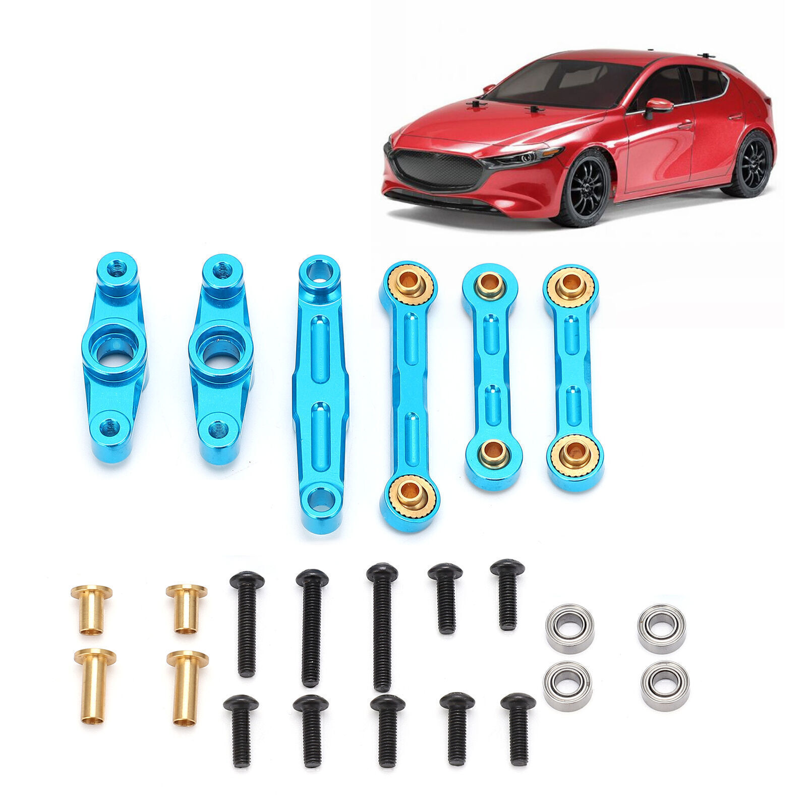 Aluminum Alloy Ball Bearing Crank Steering Set for Tamiya TT02 1/10 RC Car