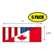 5 PACK 3.37"x9" AMERICAN CANADA FLAG Sticker Decal Humor Funny Gift BS0358