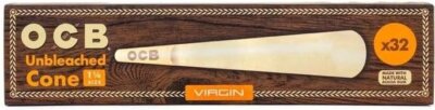 OCB Virgin Unbleached Organic Cones - 1 1/4 Size (84mm) - 32 Cones