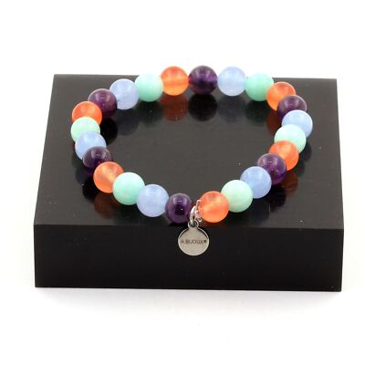 stones And Minerals. Aquamarine + Amazonite + Amethyst + Cal Bracelet