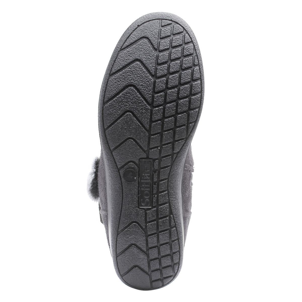 Softlites Womens Boots Grey Ladies Zip Up Faux Fur Ankle Jolene