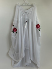 White by Nature Womens 100 Cotton Asymmetric Embroidered Skirt w Pockets XL NWT