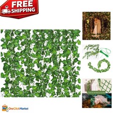 Faux Ivy Vines with Clips - 12 Pack, Ideal for Weddings  Indoor Gardens