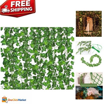 Faux Ivy Vines with Clips - 12 Pack, Ideal for Weddings & Indoor Gardens