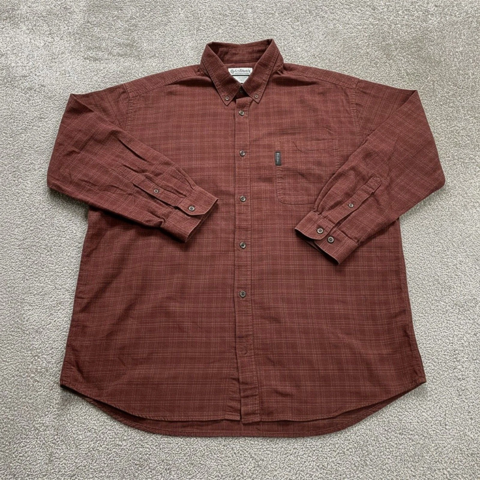 Columbia Mens Plaid Button Down Shirt 2XL Rust Brown Long Sleeve Cotton Casual