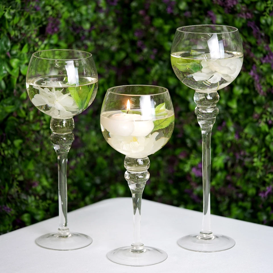 Clear Set of 3 Glass Votive Candle Holders Vases CENTERPIECES Wedding Supplies - Image 3 of 4