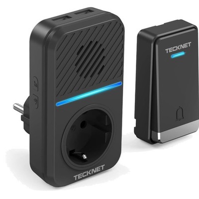 Tecknet  Funkklingel mit 400m Reichweite, Batterielos, USB & -Steckdose