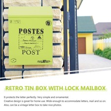 Image of Wall Mounted Iron Letter Box Lockable Vintage Style For Home Or Office