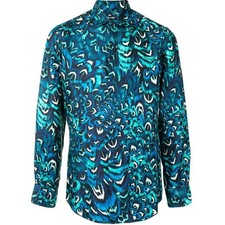 Dolce & Gabbana Men’s Silk Feather Print Martini-fit Shirt Size 42 (New)