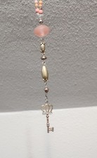 Handmade Dream Catcher With Glass Beads For Window Or Car Pink