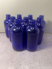 Lot of 9 Cobalt Blue Glass Medicine/Apothecary Bottles Craft 4oz