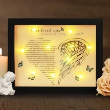 Memorial Gifts LED Shadow Box - Sympathy Gift in Memory of Loved Angel Wings