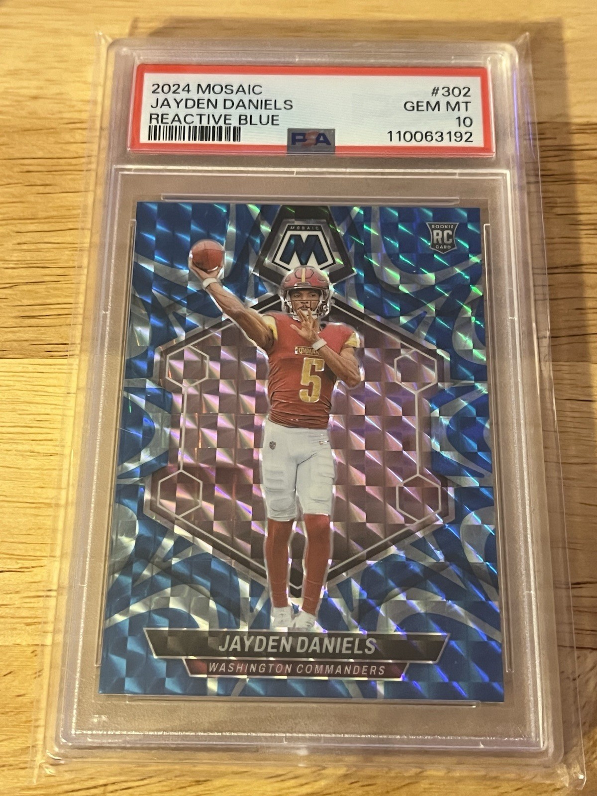 2024 PANINI MOSAIC REACTIVE BLUE #302 JAYDEN DANIELS ROOKIE RC PSA 10