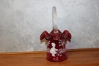 RARE signed Vintage Fenton Cranberry MARY GREGORY type basket ART Glass NICE MCM