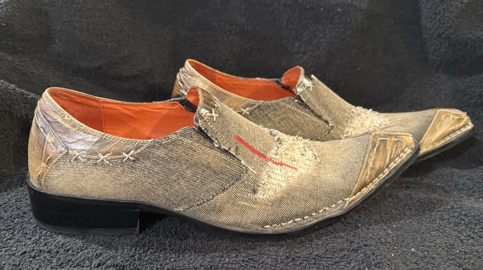 Robert Wayne  "Implode" Tan Denim Leather Loafers… - image 4