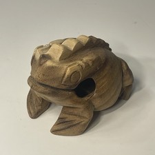 Hand Carved Wooden Frog Calling Musical Instrument Made In Taiwan   
