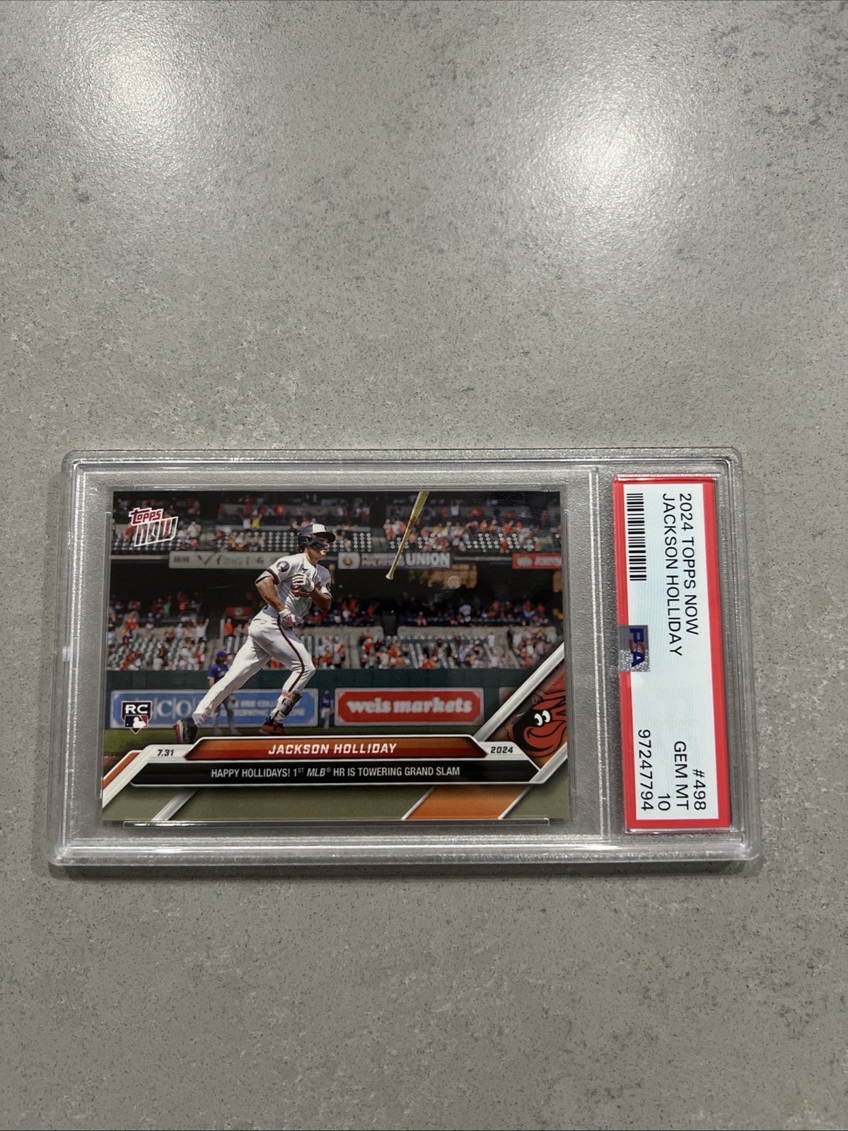 2024 Topps Now #498 Jackson Holliday Rookie RC Baltimore Orioles MLB PSA 10