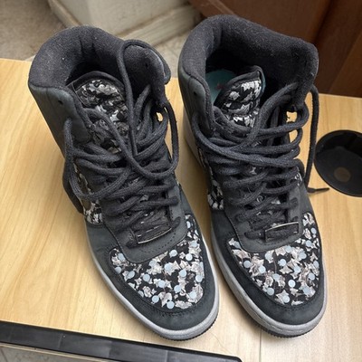 Rare Women's NIKE Lunar Force 1 AF Wedge Shoes Air Force Paisley Black Blue*