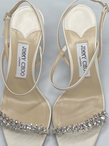 Jimmy Choo Meira Crystal Embellished Nappa Sandal size 37.5 - Picture 12 of 15