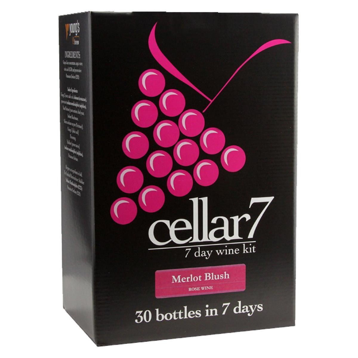 Youngs Cellar 7 Merlot Blush Rose Wine Kit 30 Bottle 7 Day Homebrew Brewing