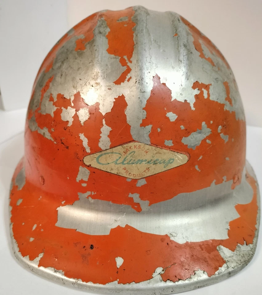 DE COLECCIÓN Naranja JACKSON PRODUCTS EE. UU. ALUMICAP Sombrero de Aluminio RARO Hombre Cueva Foto 2 de 4