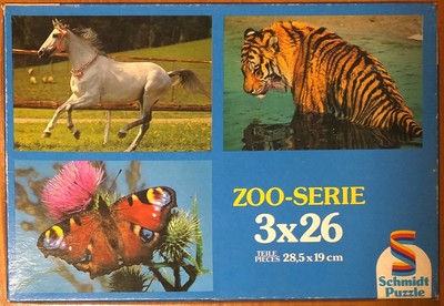 Schmidt Puzzle 3 x 26 Teile: Zoo-Serie - Tiger Pfauenauge Schimmel #625 2368