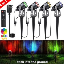 4Pcs LED Garden Spike Lights Outdoor Spotlights 240V Mains Landscape Lamp Remote