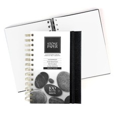 Stone Paper Sketchbook, Spiral Bound Stone Paper Notebook No Lines, 5x7 Water...