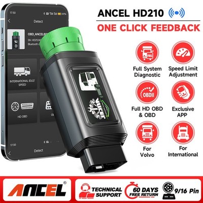ANCEL HD210 Heavy Duty Truck OBD2 Scanner Diagnostic Speed Limit Code Bluetooth