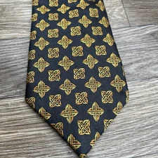 Patrick Francis Neck Tie 100% Silk Celtic Knot Black Gold