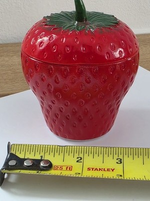Vintage Hazel Atlas Milk Glass Strawberry Jam Jelly Serving Jars Country Farm 4''
