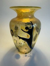 Elodie Holmes Liquid Light Yellow Art Glass Dancing Figure Vase Signed 2009 Mint