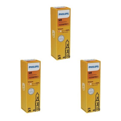 3x Philips Vision H1 Halogen bis zu 30% mehr Licht 55W 12V Autolampen Glühlampen