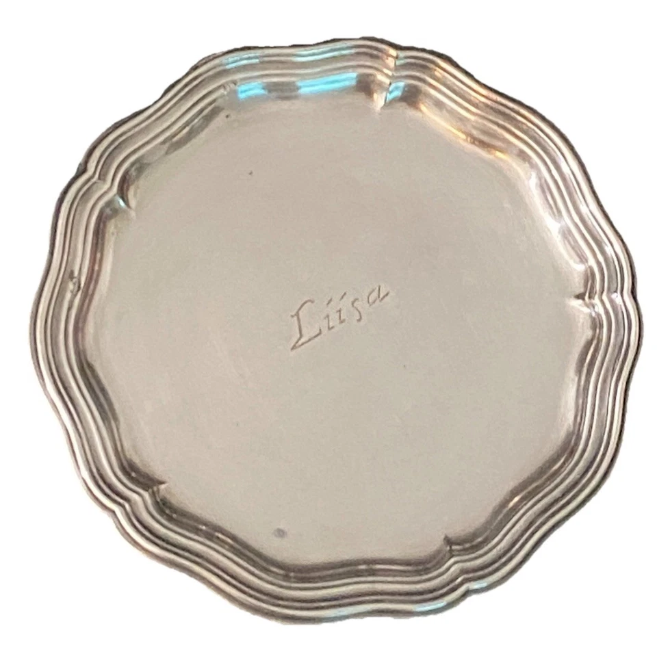 Anillo/plato baratija de plata ALP - Suecia 4 1/4 pulgadas de diámetro grabado Lissi Regal Foto 2 de 4