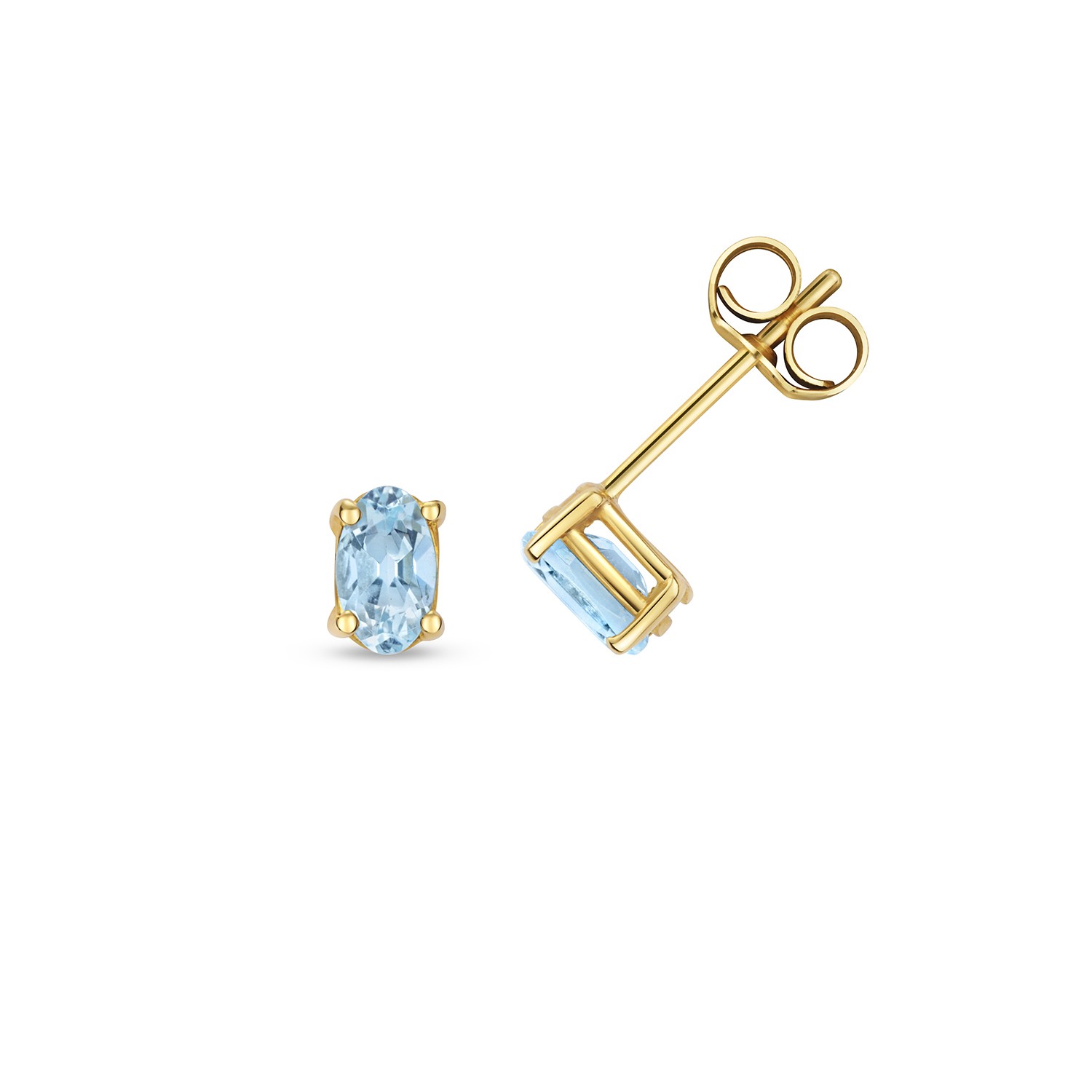 Boucles d'oreilles or 375 topaze bleue 5mm, le cadeau idéal pour femme