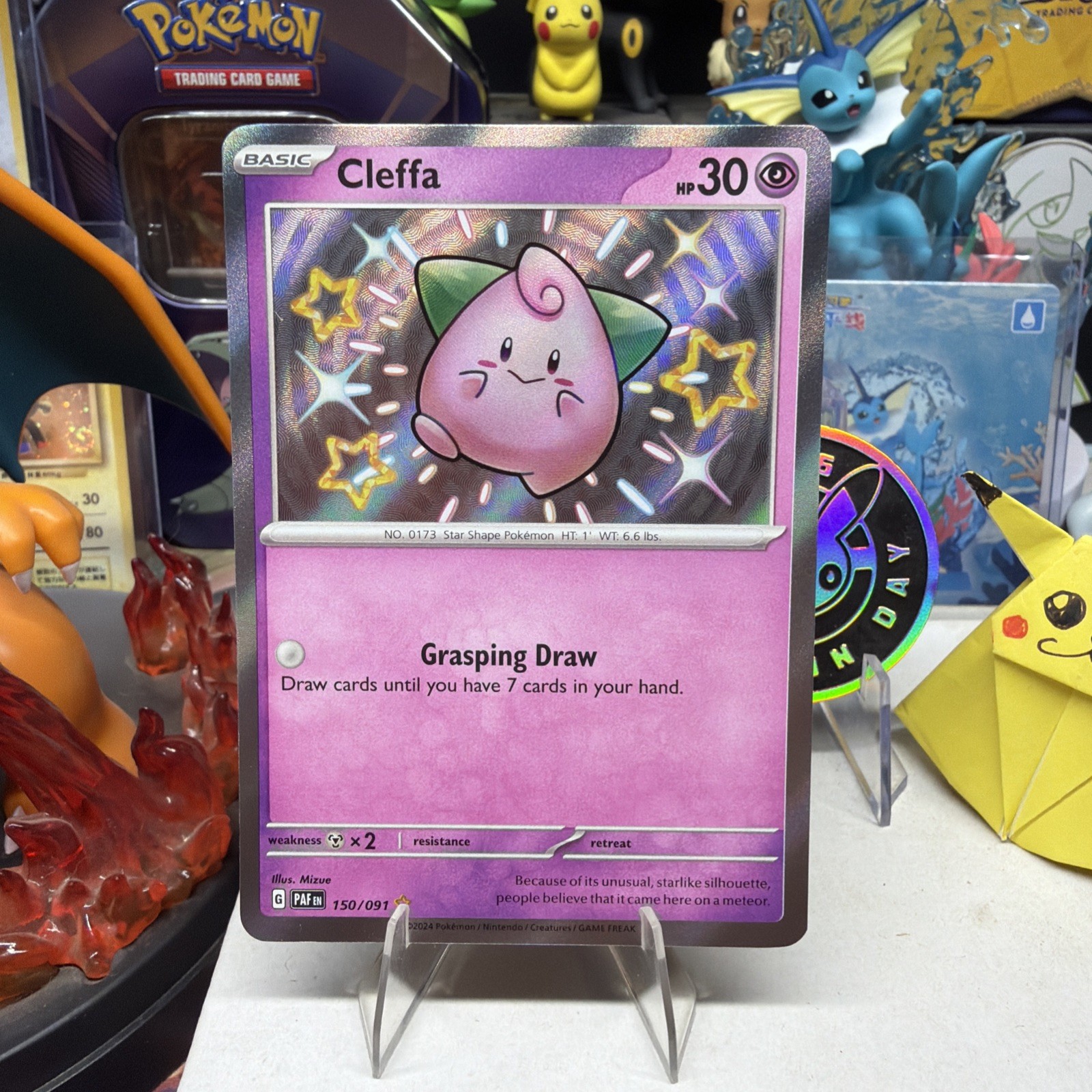 Pokémon TCG Cleffa Scarlet & Violet Paldean Fates Holo Shiny Rare Card 150/091