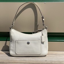 Coach Chelsea White Pebbled Leather Hobo Shoulder Bag F10890