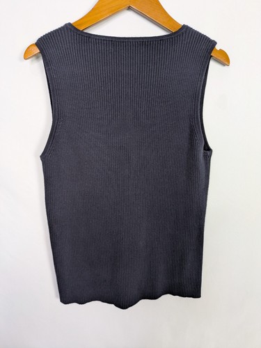 Michael Kors Sweater Vest Women's Large Ribbed Cotton V Neck Preppy Office Y2K - Picture 6 of 7