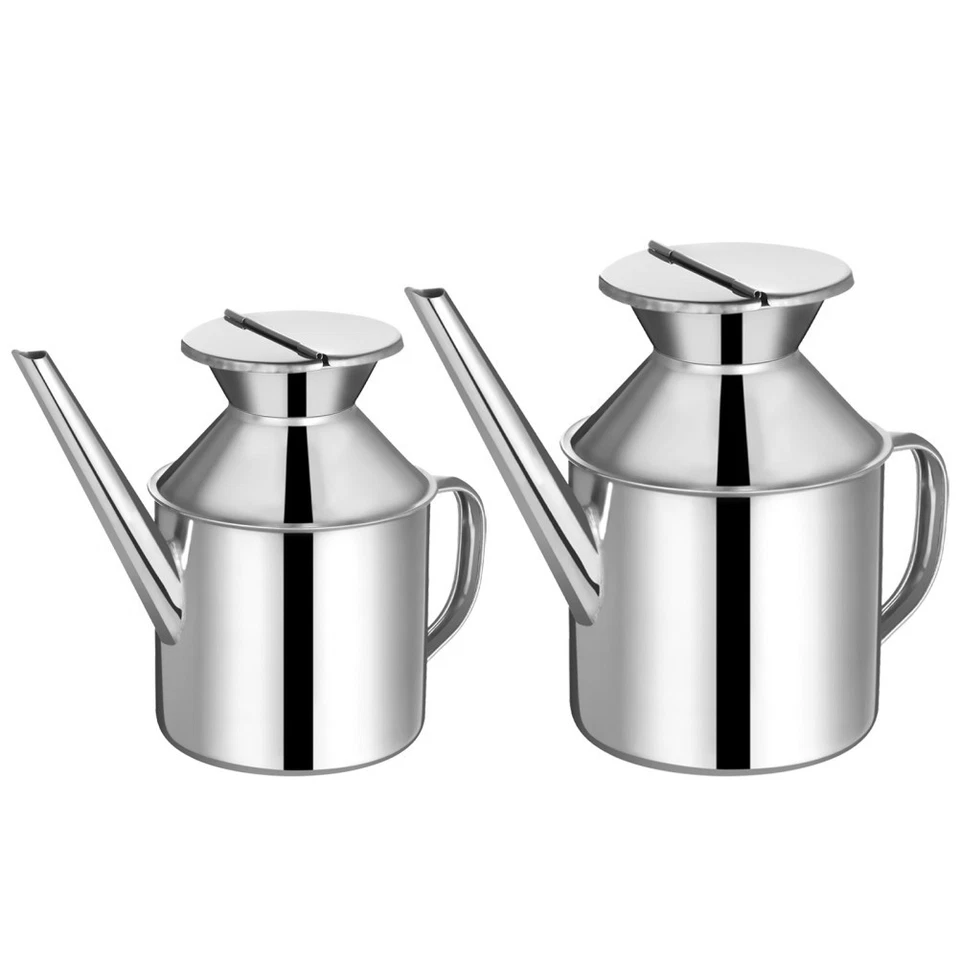  2pcs Oil Dispenser Vinegar Dispenser Bottle Stainless Steel Oil Can Container